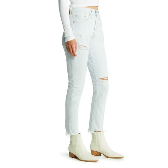 New Levi's 501S Straigt Leg Jeans distressed finish 32x28 ankle - Picture 3 of 6